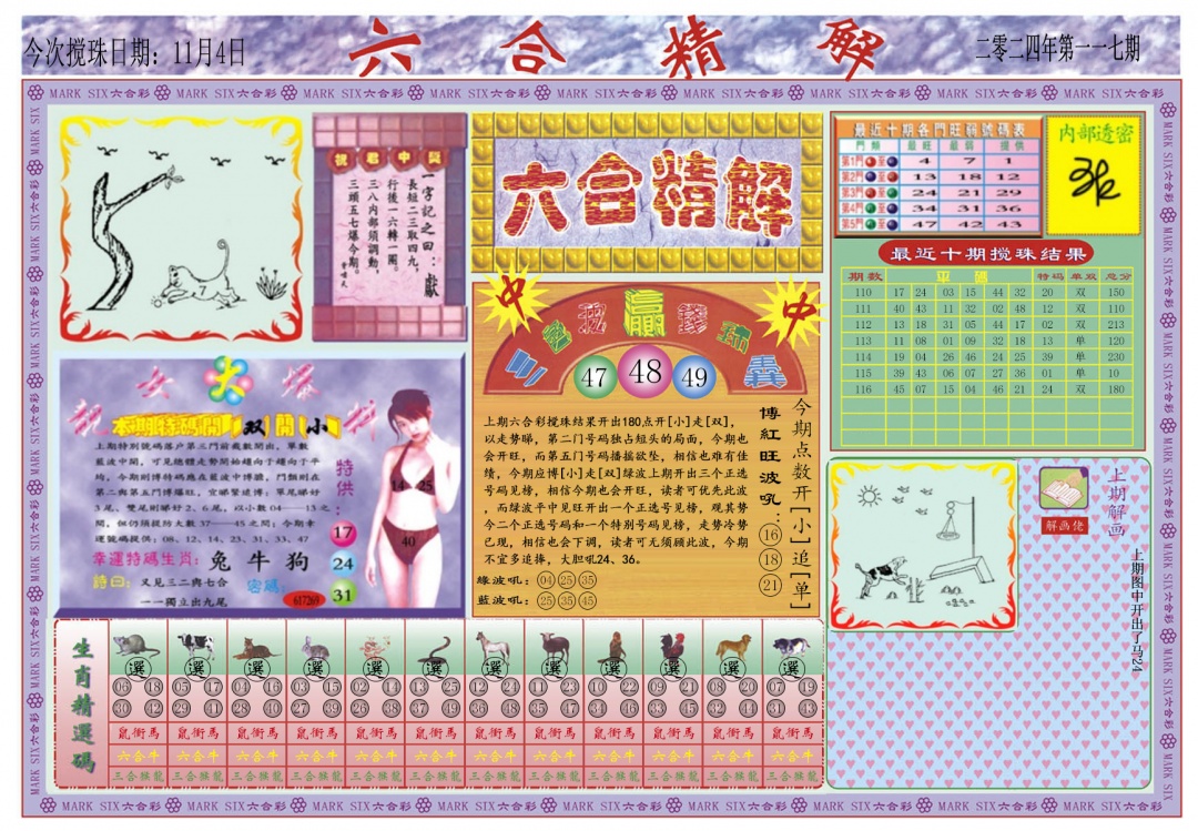 六合彩117期六合精解A