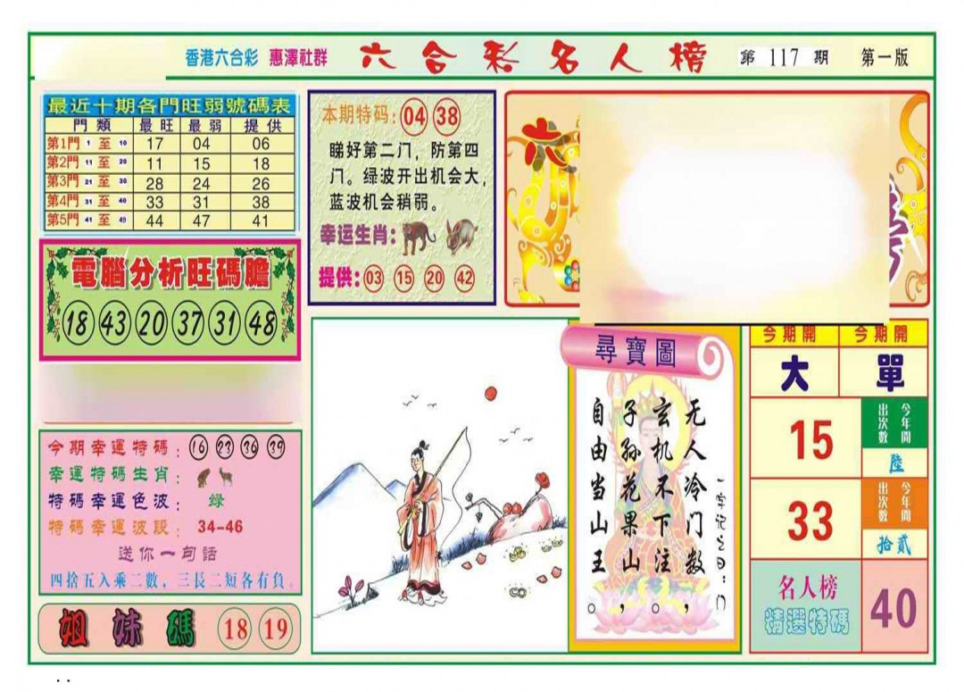 六合彩117期名人榜A(新图)