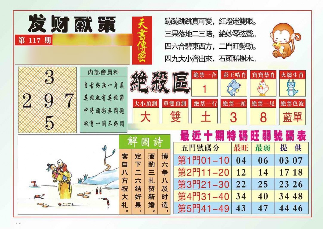 六合彩117期发财献策