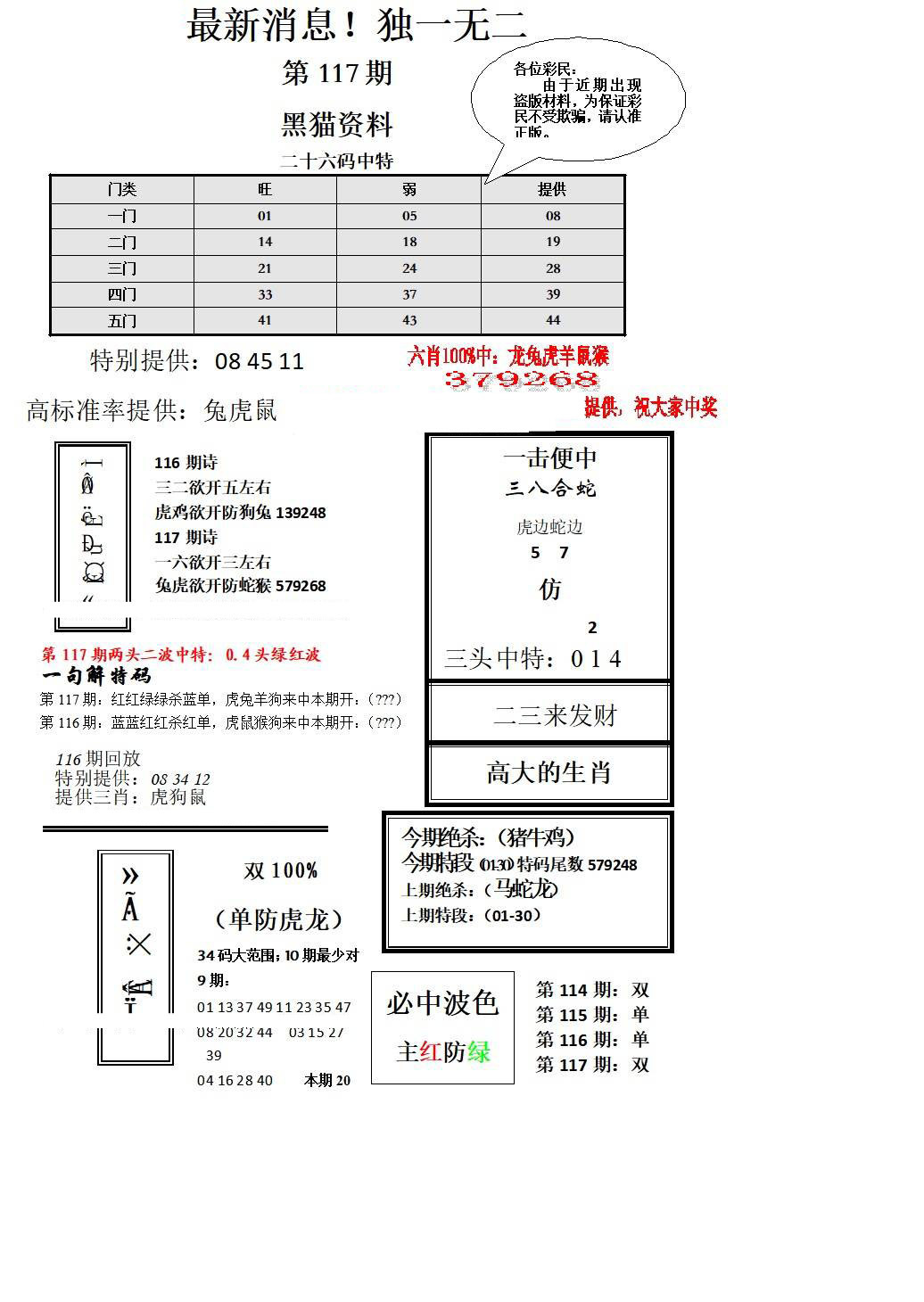 六合彩117期独一无二