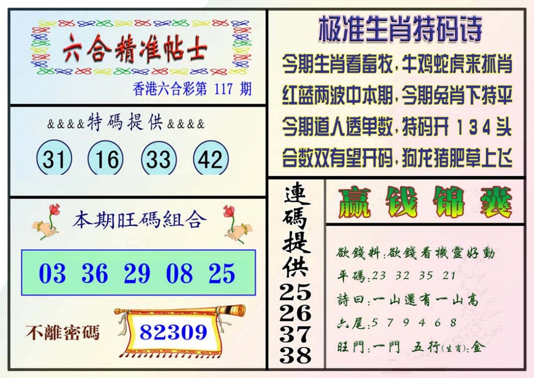 六合彩117期精准贴士