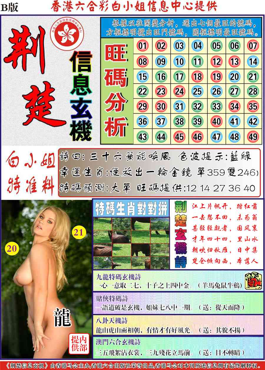 六合彩118期荆楚信息玄机B