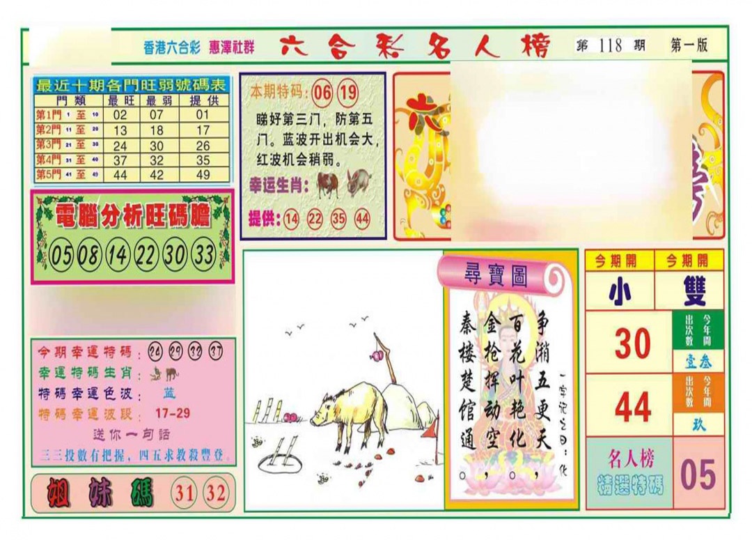六合彩118期名人榜A(新图)