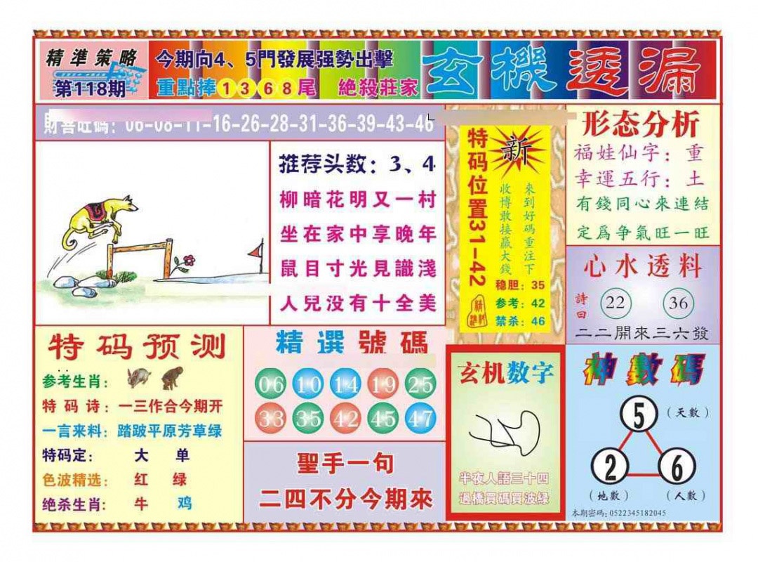 六合彩118期玄机透漏（新图）