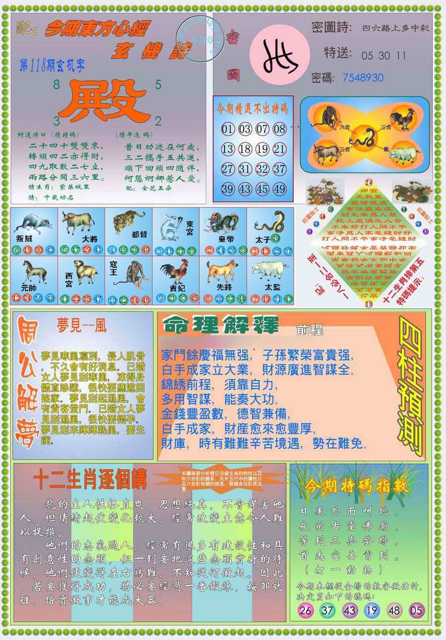 六合彩118期(新版)东方心经B