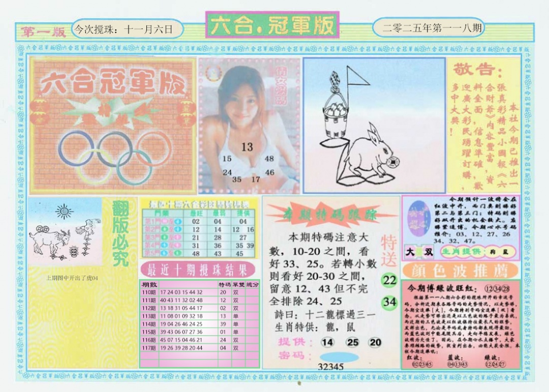 六合彩118期六合冠军版A