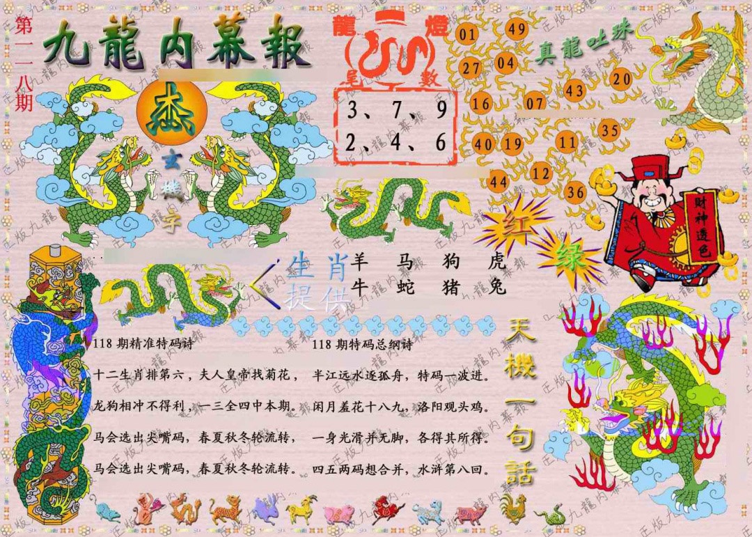 六合彩118期正版九龙内幕报
