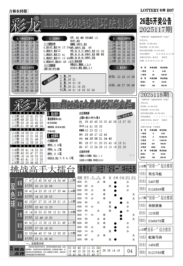 六合彩118期七星彩图(高清)D