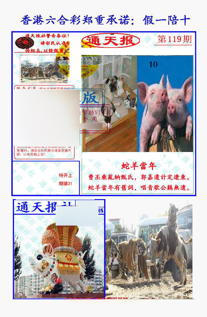六合彩119期假一陪十通天报