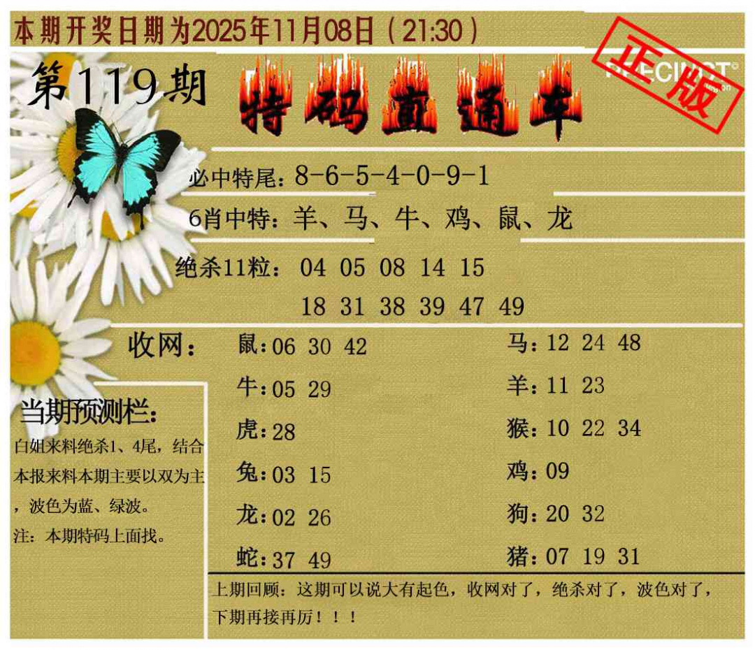 六合彩119期特码直通车