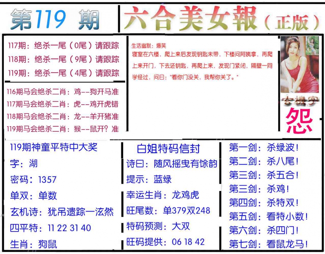 六合彩119期美女报