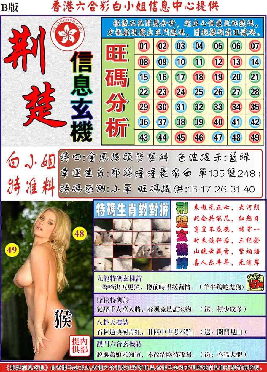 六合彩119期荆楚信息玄机B