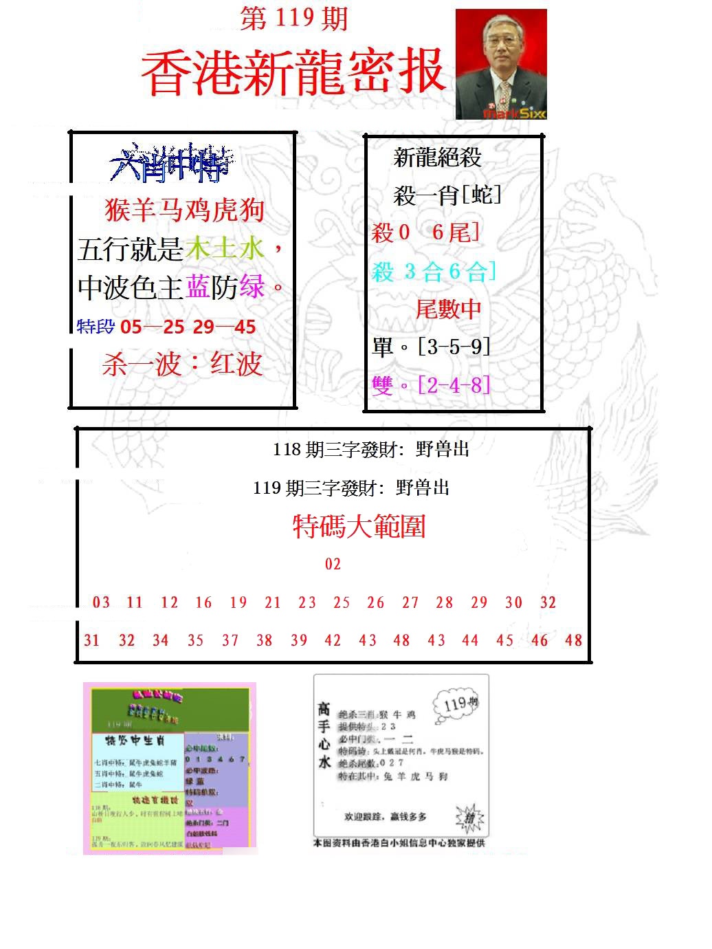 六合彩119期新龙密报