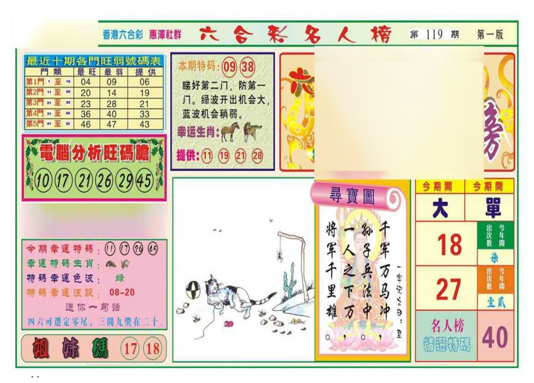 六合彩119期名人榜A(新图)
