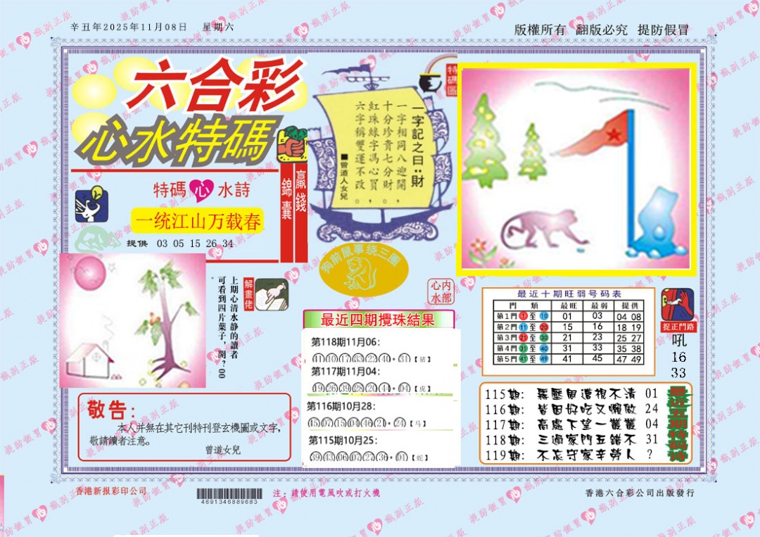六合彩119期心水特码