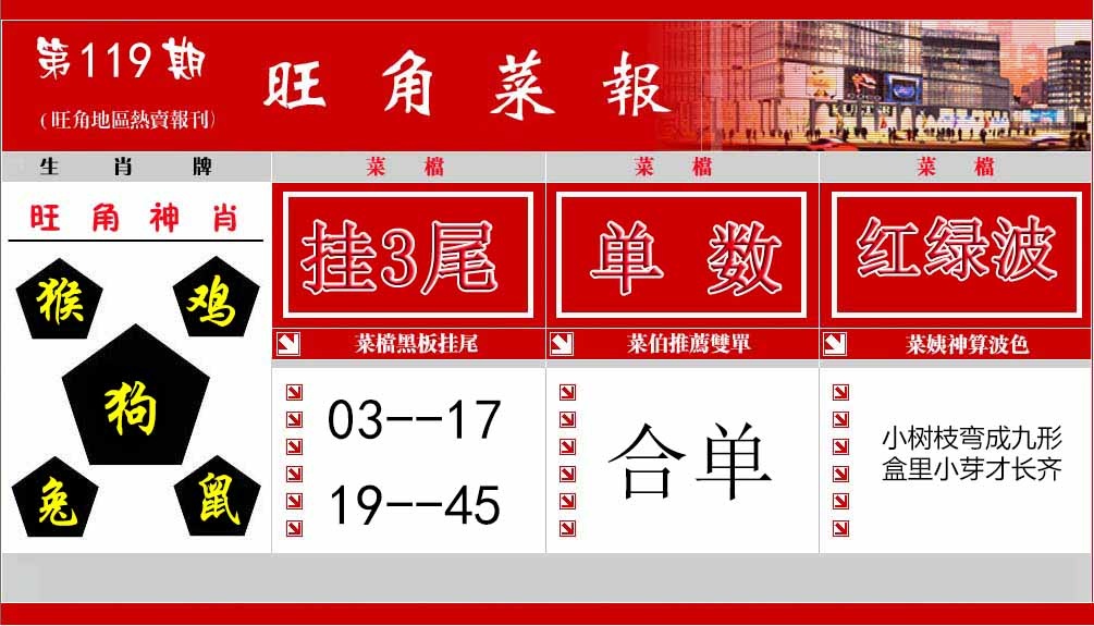 六合彩119期旺角菜报