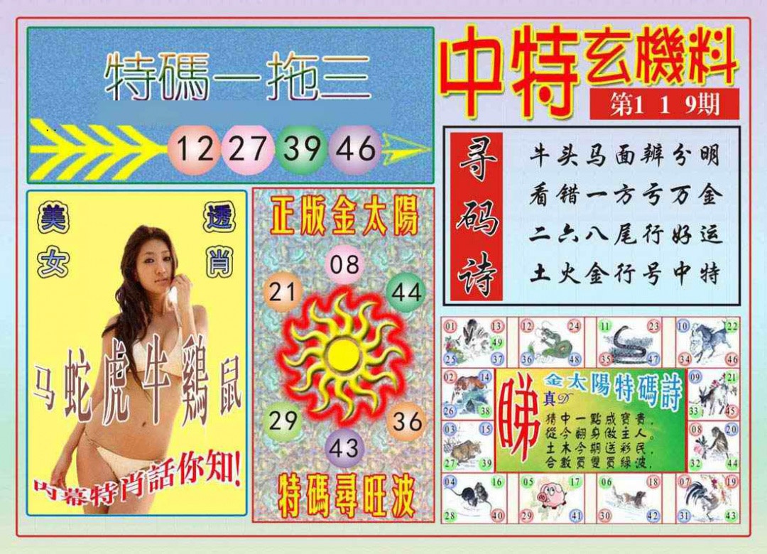 六合彩119期中特玄机料