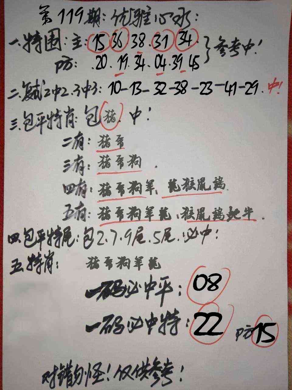 六合彩119期优雅心水