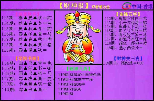 六合彩119期紫财神