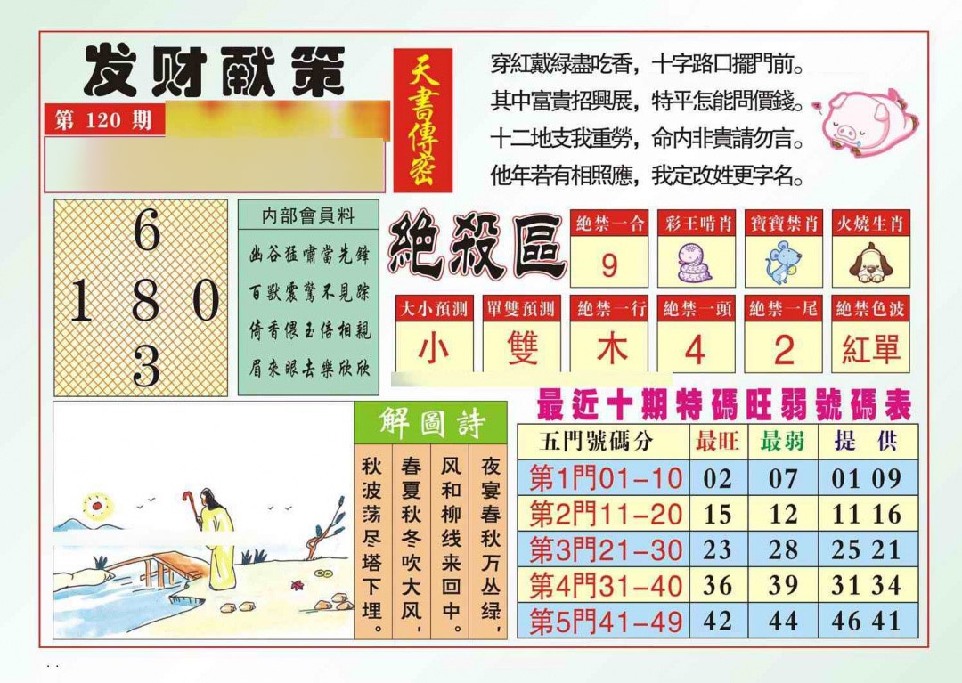 六合彩120期发财献策