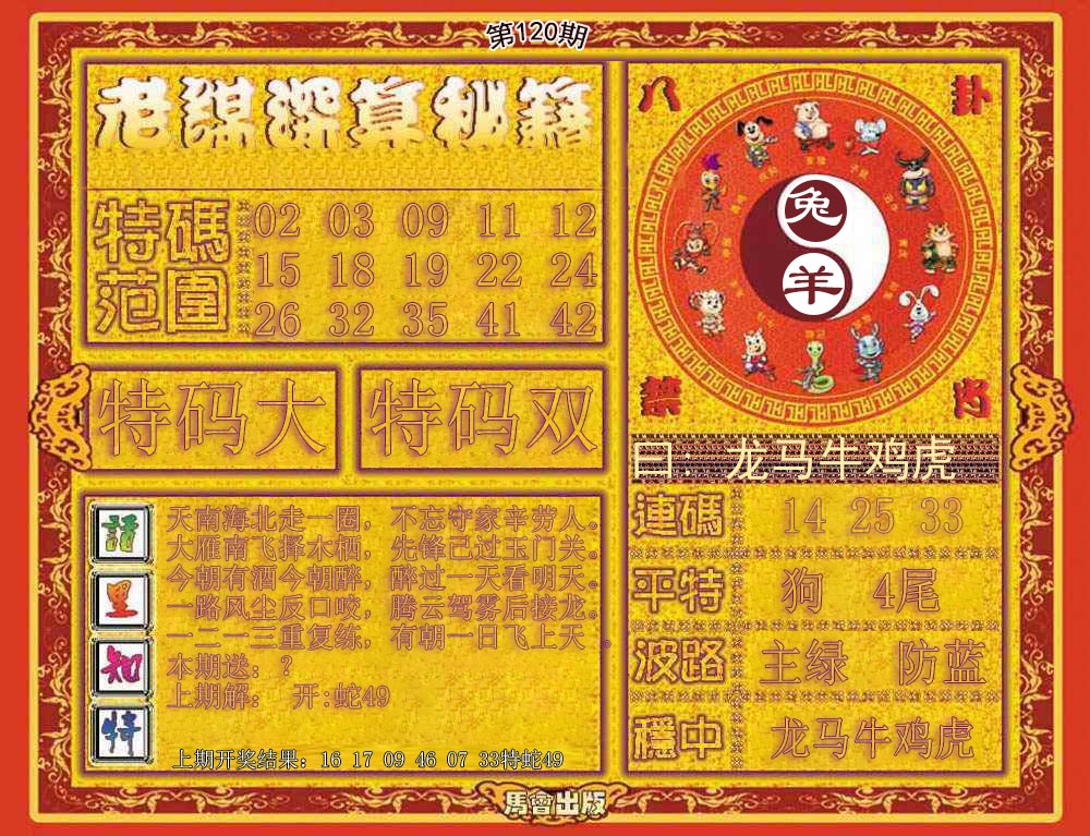 六合彩120期老谋深算秘笈