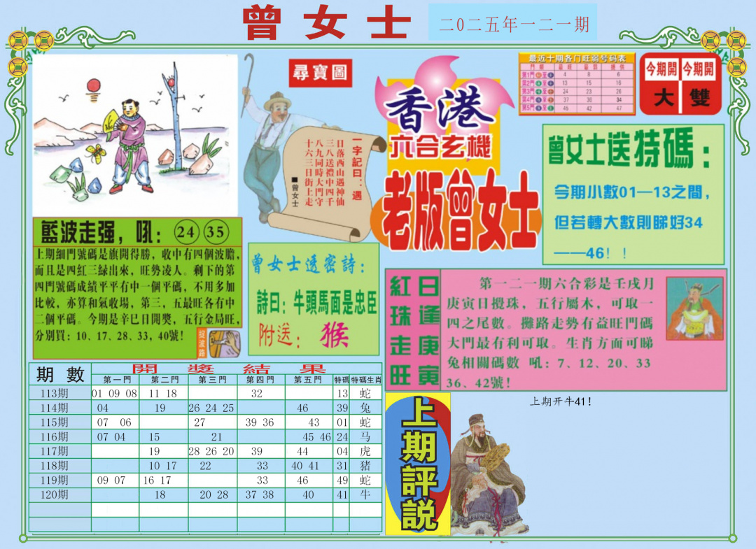六合彩121期老版曾女士A