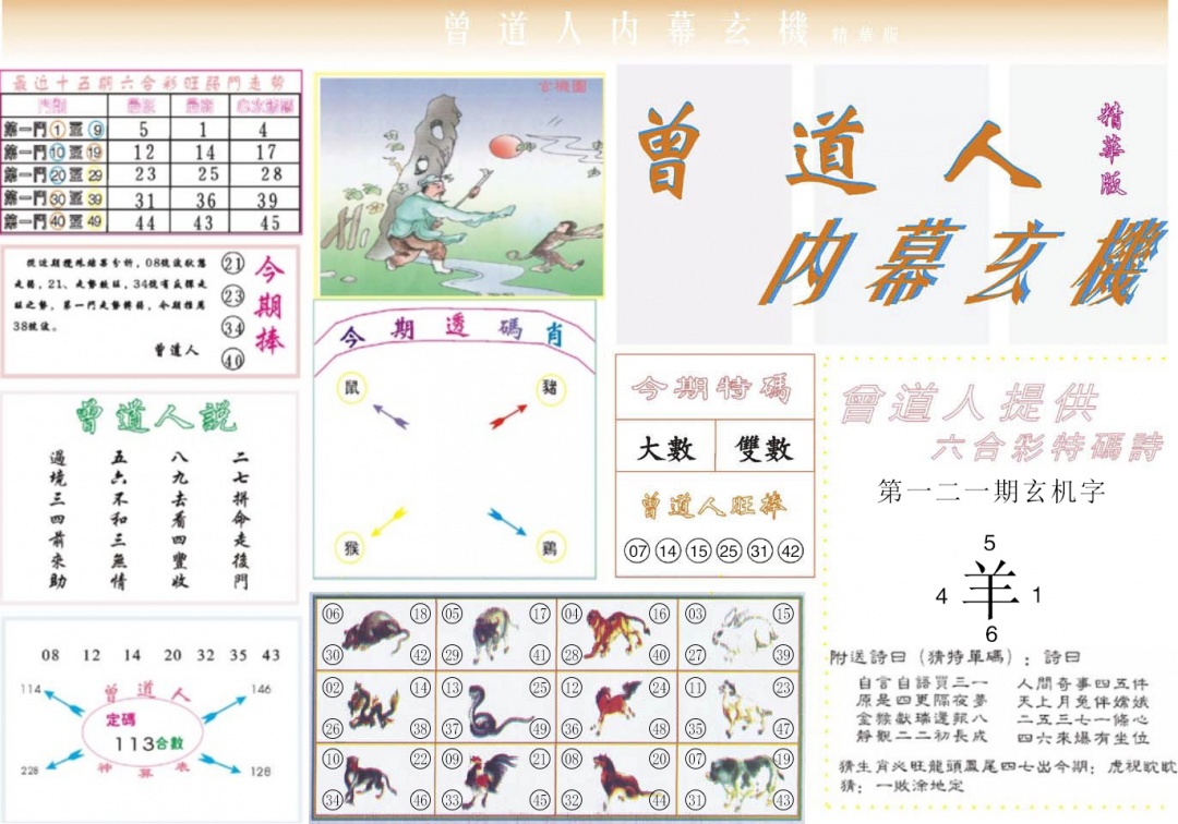 六合彩121期曾道人内幕精华版