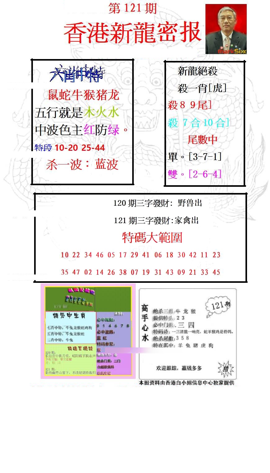 六合彩121期新龙密报