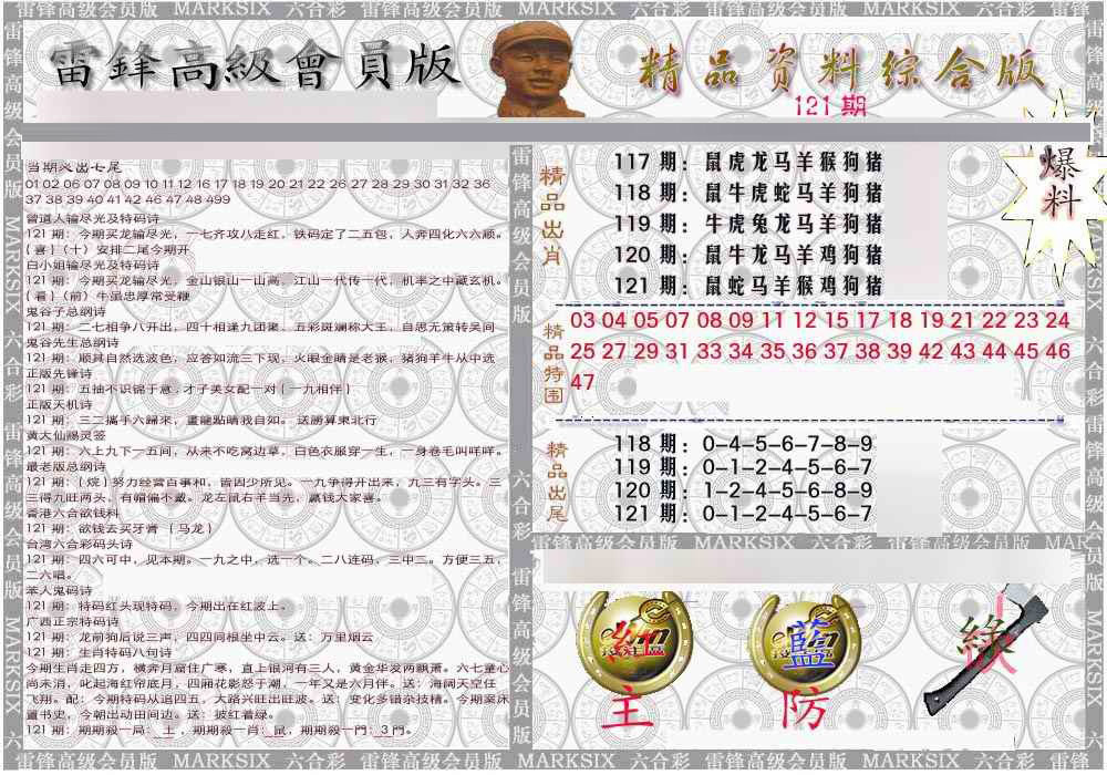 六合彩121期雷锋资料综合版