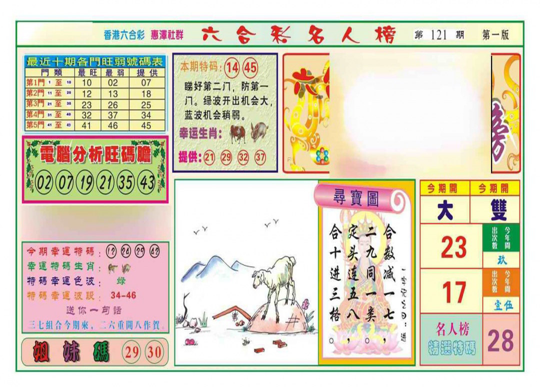 六合彩121期名人榜A(新图)