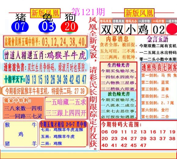 六合彩121期二代凤凰报