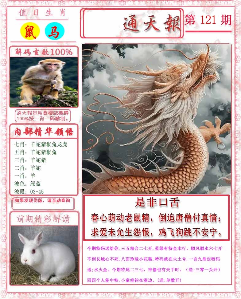六合彩121期马经通天报