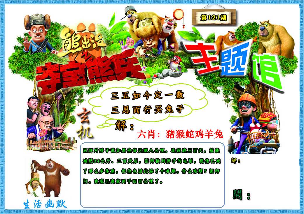六合彩121期熊出没生活幽默2