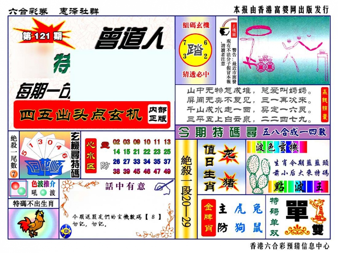 六合彩121期赠道人特马金手指