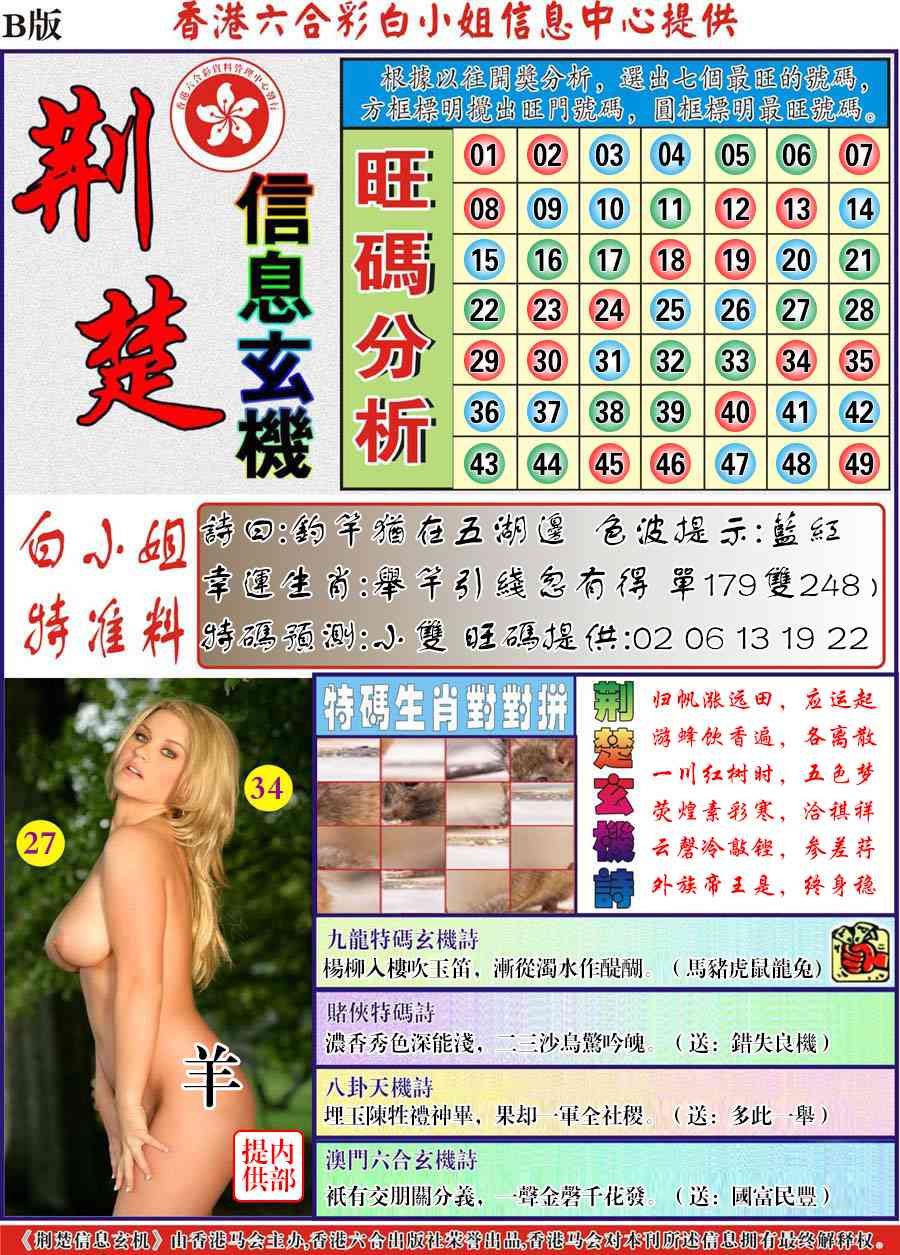 六合彩122期荆楚信息玄机B