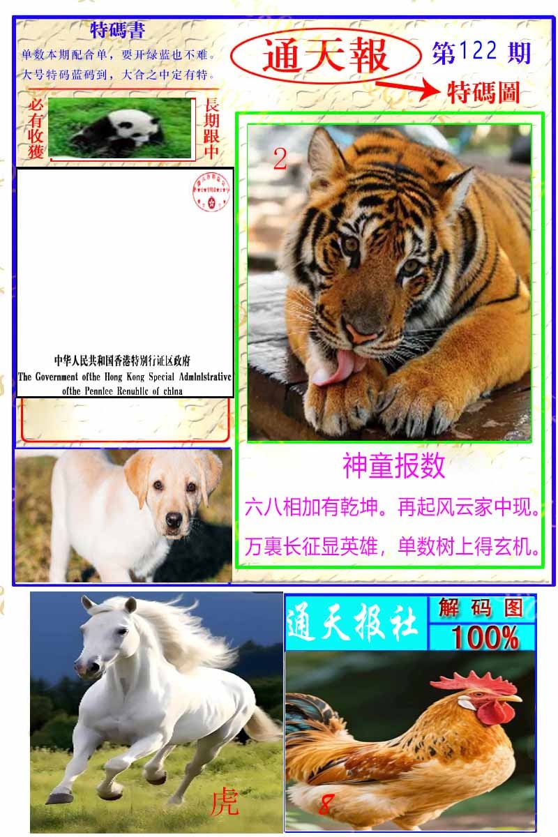 六合彩122期通天特解图