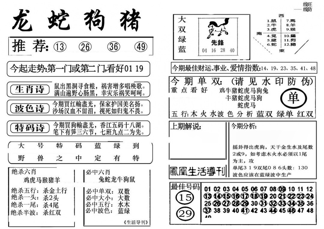 六合彩122期生活快报(新料)