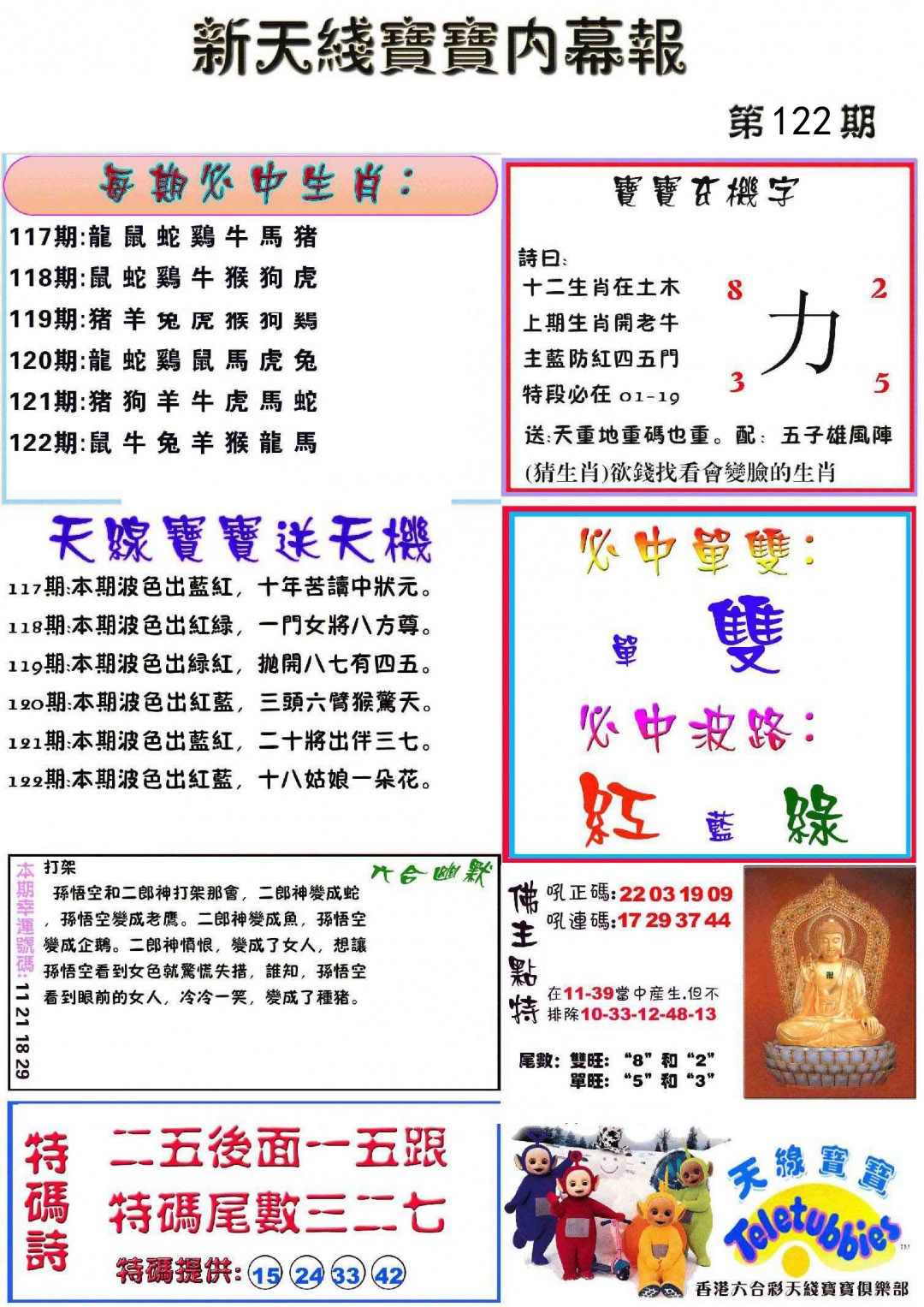 六合彩122期新天线宝宝(彩)