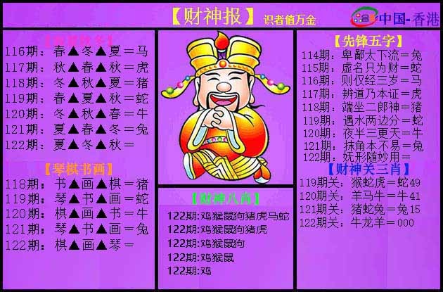 六合彩122期紫财神
