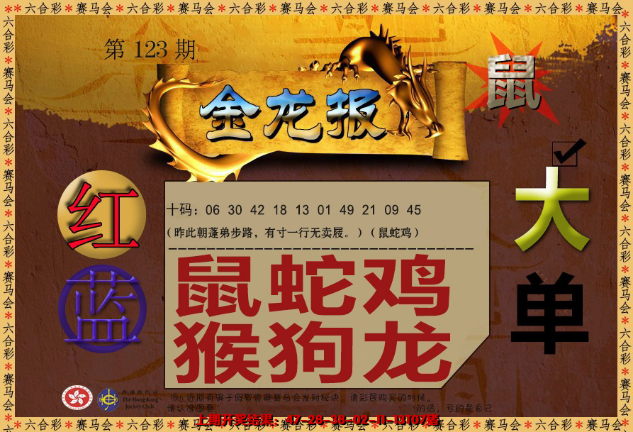 六合彩123期金龙报