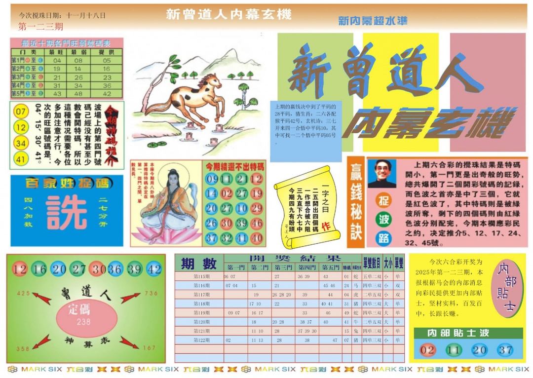 六合彩123期新曾道人内幕A