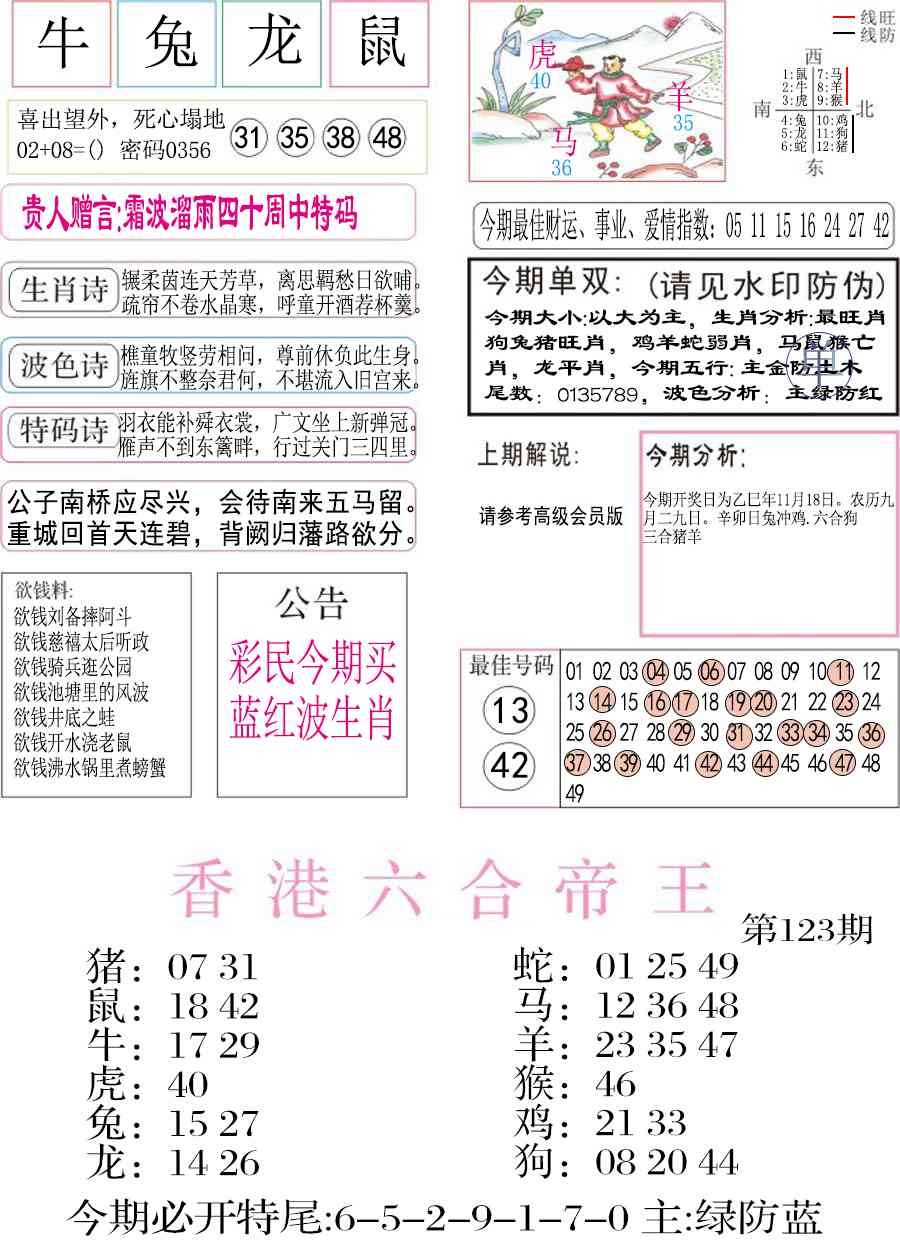 六合彩123期凤凰闲情A