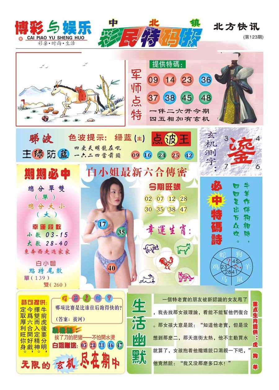 六合彩123期中北彩民特码报(新)
