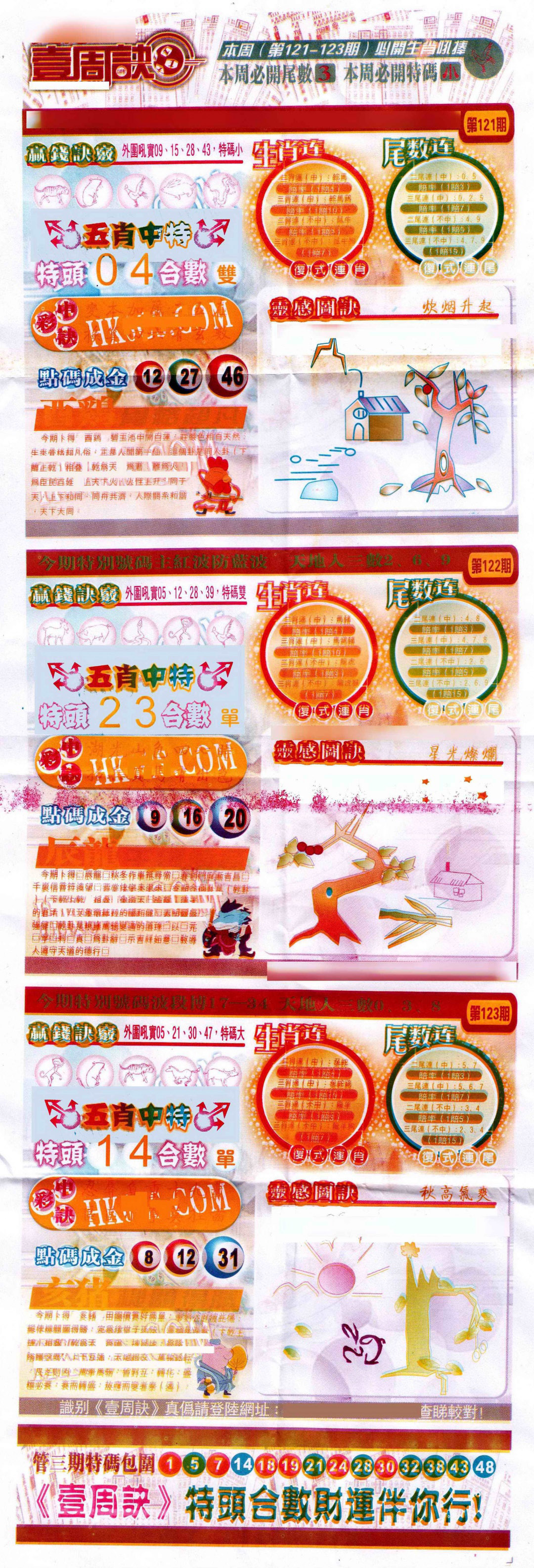 六合彩123期一周决