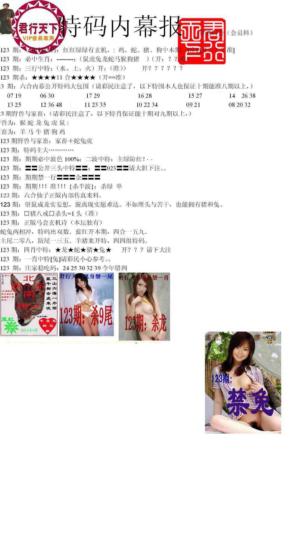 六合彩123期特码内幕报