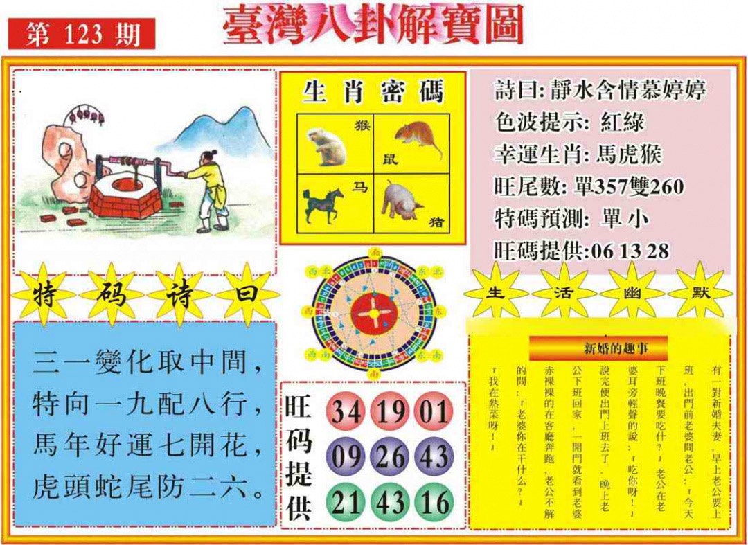 六合彩123期台湾八卦解宝图