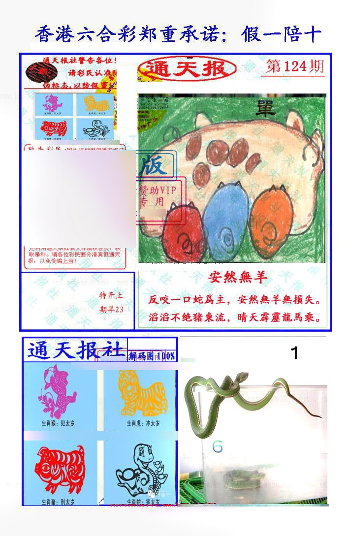 六合彩124期假一陪十通天报
