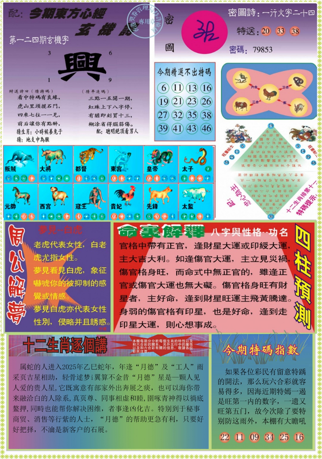 六合彩124期东方心经B