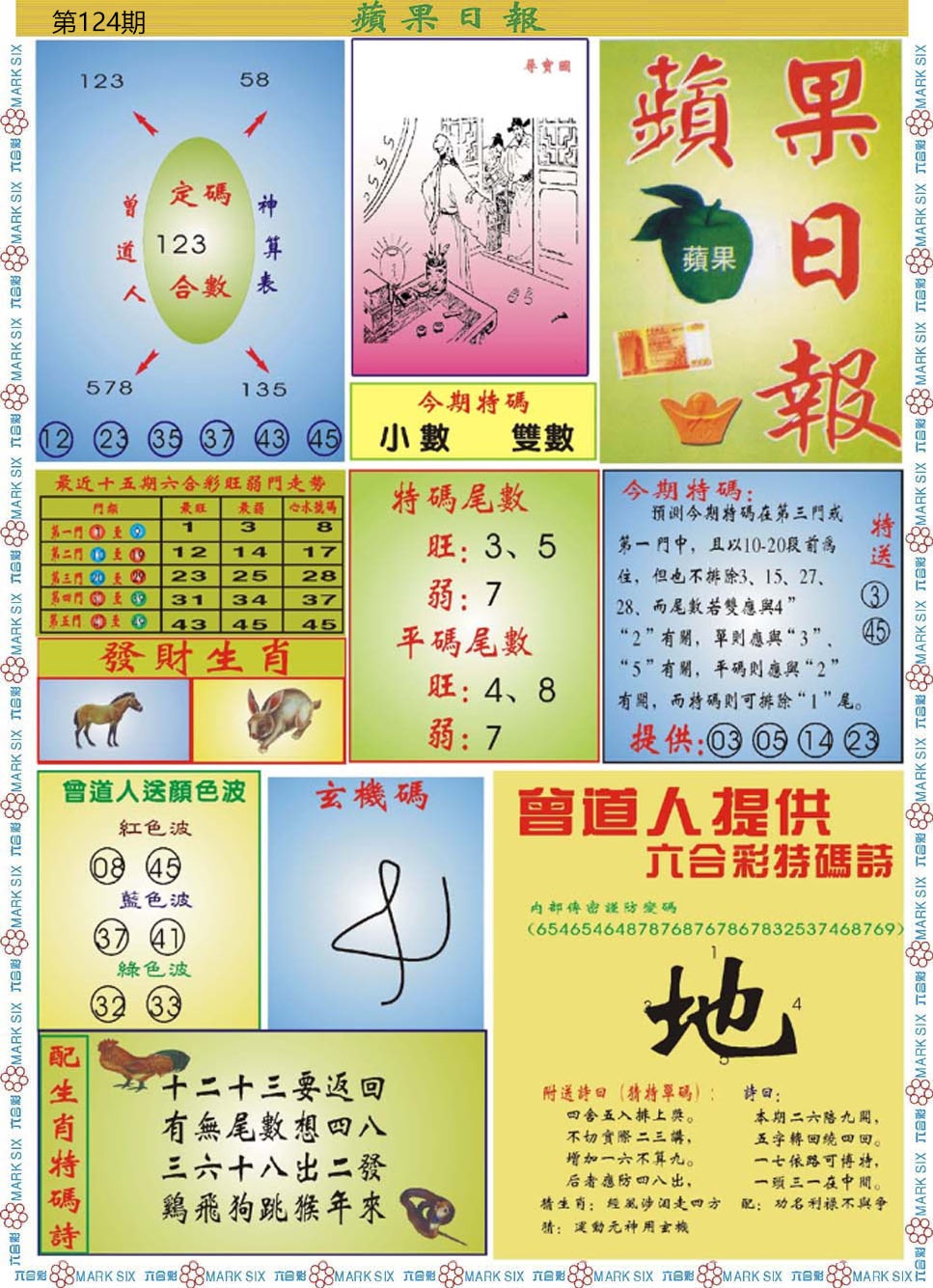 六合彩124期青苹果日报