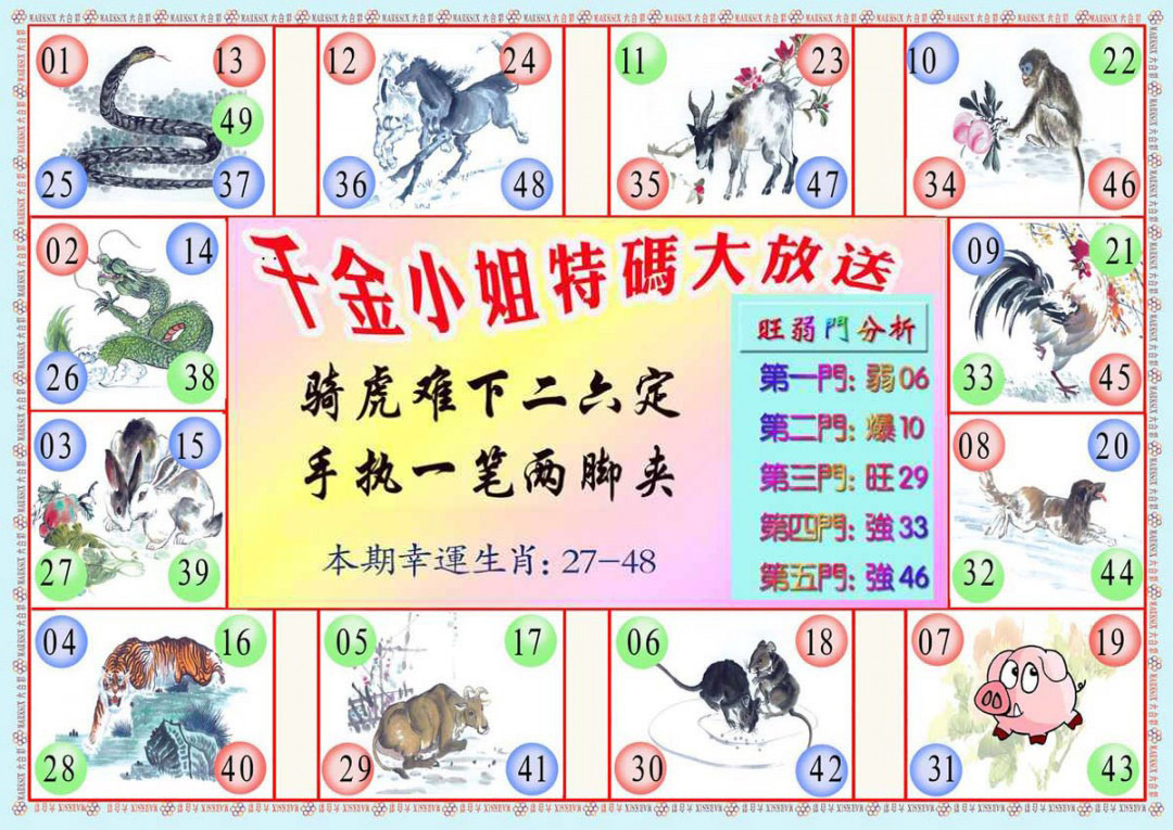 六合彩124期千金小姐B版